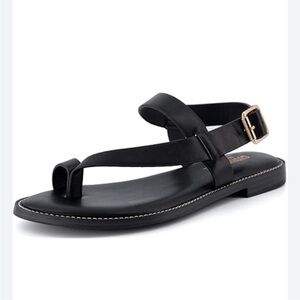 Joie Lennox Black Strappy Toe Sandal Sz 8.5 Comfort Flats Resortwear Vacation